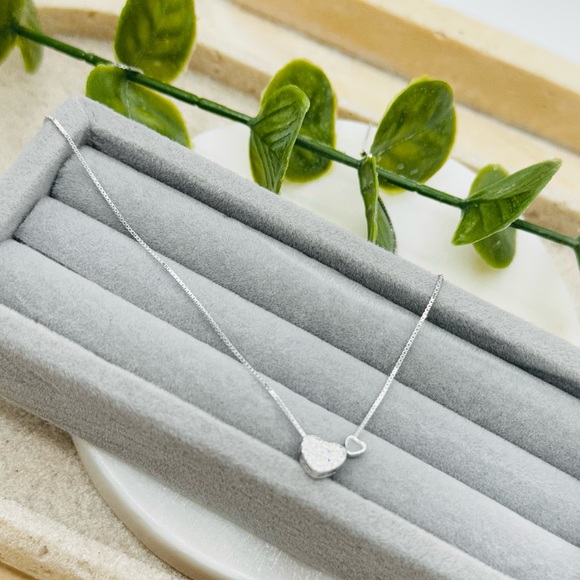 925 Sterling Silver Double Heart Pendent Necklace With Zirconia - Picture 8 of 12